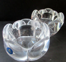 Load image into Gallery viewer, 1990s PAIR of Heavy Clear Glass Royal Copenhagen Lotus Candle Holders. Larger Size
