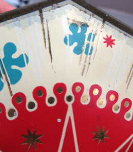 Vintage 1950s Sweets Tin. Abstract Atomic Designs. Snowflake and Aquarium