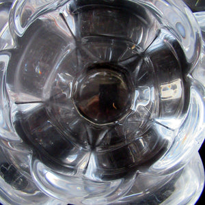 1990s PAIR of Heavy Clear Glass Royal Copenhagen Lotus Candle Holders. Large Size