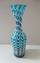 Load image into Gallery viewer, Italian EMPOLI Blue Glass Vase  Wave Pattern
