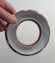Load image into Gallery viewer, 1950s DANISH ART POTTERY Rosy Ring by Zeuthen Keramik by Edith Nielsen. Terracotta Glaze and Raised Gloss White Flowers
