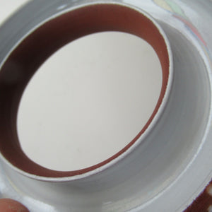 1950s DANISH ART POTTERY Rosy Ring by Zeuthen Keramik by Edith Nielsen. Terracotta Glaze and Raised Gloss White Flowers