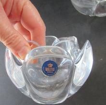 Load image into Gallery viewer, 1990s PAIR of Heavy Clear Glass Royal Copenhagen Lotus Candle Holders. Large Size
