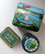 Load image into Gallery viewer, Three Vintage 1960s Advertising Tins. Butlins, Budgies and Needler&#39;s Toffee
