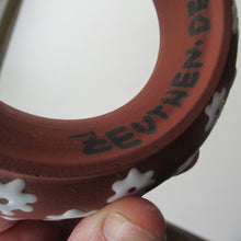 Load image into Gallery viewer, 1950s DANISH ART POTTERY Rosy Ring by Zeuthen Keramik by Edith Nielsen. Terracotta Glaze and Raised Gloss White Flowers
