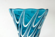 Load image into Gallery viewer, Italian EMPOLI Blue Glass Vase  Wave Pattern
