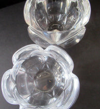 Load image into Gallery viewer, 1990s PAIR of Heavy Clear Glass Royal Copenhagen Lotus Candle Holders. Large Size
