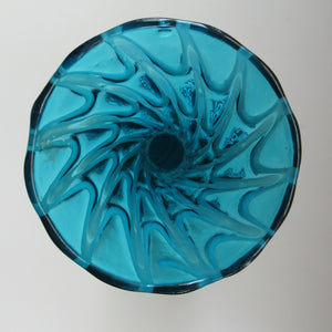 Italian EMPOLI Blue Glass Vase  Wave Pattern