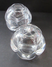 Load image into Gallery viewer, 1990s PAIR of Heavy Clear Glass Royal Copenhagen Lotus Candle Holders. Large Size
