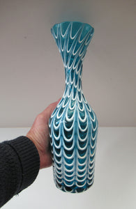 Italian EMPOLI Blue Glass Vase  Wave Pattern