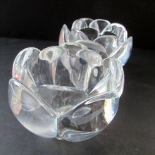 Load image into Gallery viewer, 1990s PAIR of Heavy Clear Glass Royal Copenhagen Lotus Candle Holders. Large Size
