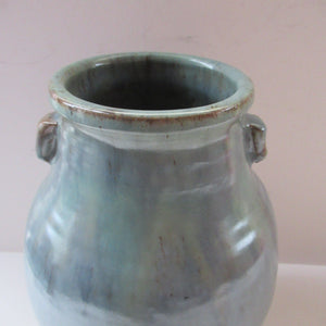 1940s UPCHURCH Large British Studio Art Pottery Vase in Attractive Grey-Blue Tones 