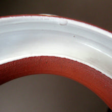 Load image into Gallery viewer, 1950s DANISH ART POTTERY Rosy Ring by Zeuthen Keramik by Edith Nielsen. Terracotta Glaze and Raised Gloss White Flowers
