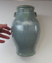 Load image into Gallery viewer, 1940s UPCHURCH Large British Studio Art Pottery Vase in Attractive Grey-Blue Tones 
