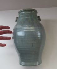 Load image into Gallery viewer, 1940s UPCHURCH Large British Studio Art Pottery Vase in Attractive Grey-Blue Tones 
