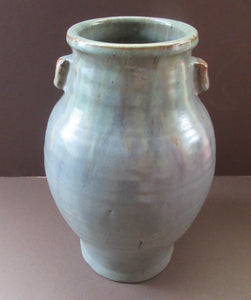 1940s UPCHURCH Large British Studio Art Pottery Vase in Attractive Grey-Blue Tones 