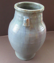 Load image into Gallery viewer, 1940s UPCHURCH Large British Studio Art Pottery Vase in Attractive Grey-Blue Tones 
