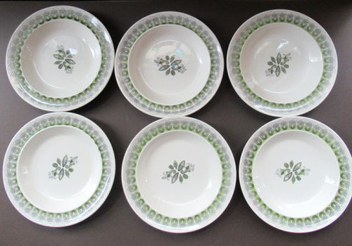 ERIC RAVILIOUS. Vintage 1950s Wedgwood SIX SOUP BOWLS. Persephone / Harvest Festival Pattern