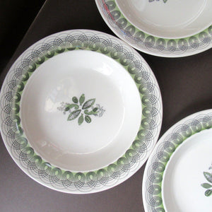 ERIC RAVILIOUS. Vintage 1950s Wedgwood SIX SOUP BOWLS. Persephone / Harvest Festival Pattern