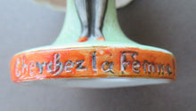 Load image into Gallery viewer, Antique Porcelain Nodder Figurine by Schafer &amp; Vater. CHERCHEZ LA FEMME. Woman in Massive Hat 
