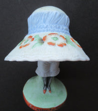 Load image into Gallery viewer, Antique Porcelain Nodder Figurine by Schafer &amp; Vater. CHERCHEZ LA FEMME. Woman in Massive Hat 
