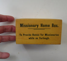Load image into Gallery viewer, Mauchline Vintage 1930s MISSIONARY Fruitwood Collection Box

