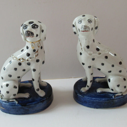 Antique Staffordshire Pair of Dalmatian Dogs