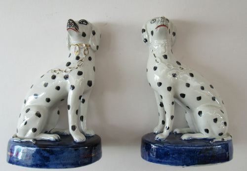 Antique Staffordshire Pair of Dalmatian Dogs