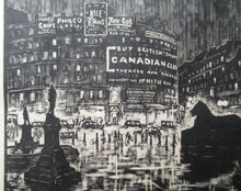 Load image into Gallery viewer, 1930s Art Deco Wood Engraving Graham Dudley Page Trafalgar Square Skysigns
