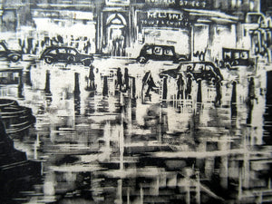 1930s Art Deco Wood Engraving Graham Dudley Page Trafalgar Square Skysigns