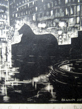 Load image into Gallery viewer, 1930s Art Deco Wood Engraving Graham Dudley Page Trafalgar Square Skysigns
