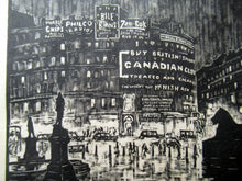 Load image into Gallery viewer, 1930s Art Deco Wood Engraving Graham Dudley Page Trafalgar Square Skysigns
