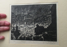 Load image into Gallery viewer, 1930s Art Deco Wood Engraving Graham Dudley Page Trafalgar Square Skysigns

