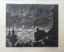 Load image into Gallery viewer, 1930s Art Deco Wood Engraving Graham Dudley Page Trafalgar Square Skysigns
