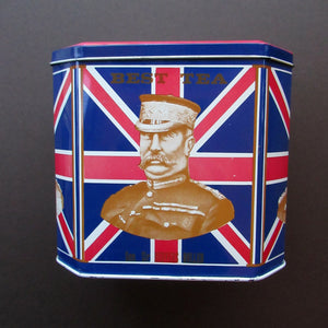 Rare 1970s "Dodo Designs" Tin or Tea Caddy Featuring Images of Boer War Figures. Union Jack Design