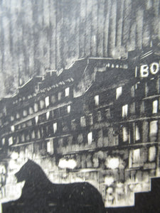 1930s Art Deco Wood Engraving Graham Dudley Page Trafalgar Square Skysigns