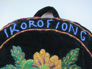 Antique 1880s Black Velvet and Beadwork Tea Cosy