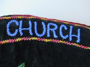 Antique 1880s Black Velvet and Beadwork Tea Cosy