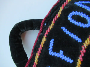 Antique 1880s Black Velvet and Beadwork Tea Cosy