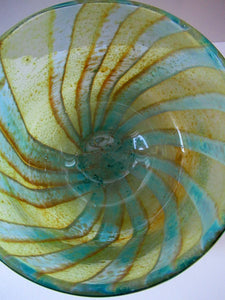 Vintage 1970s Mdina Green Glass Bowl