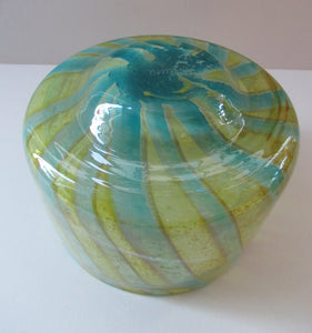 Vintage 1970s Mdina Green Glass Bowl