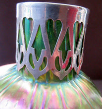 Load image into Gallery viewer, Antique Art Nouveau Kralik Iridescent Metal Glass Vases, Probably by Carl Stolzle
