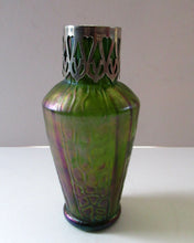 Load image into Gallery viewer, Antique Art Nouveau Kralik Iridescent Metal Glass Vases, Probably by Carl Stolzle
