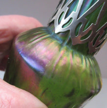 Load image into Gallery viewer, Antique Art Nouveau Kralik Iridescent Metal Glass Vases, Probably by Carl Stolzle
