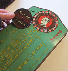 1920s Vintage Tin Shaped as a Roulette Table - with original separate spinner
