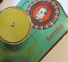 Load image into Gallery viewer, LARGE Vintage Tin for SARONY Cigarettes Shaped as a Roulette Table. EXCELLENT CONDITION

