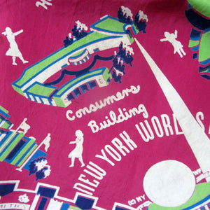 Rare 1939 New York International World's Fair Souvenir Art Deco Scarf