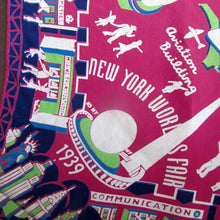 Load image into Gallery viewer, Rare 1939 New York International World&#39;s Fair Souvenir Art Deco Scarf
