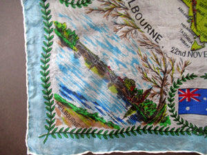 Vintage 1956 Australian Olympic Games Melbourne Souvenir Silk Scarf