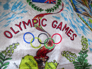 Vintage 1956 Australian Olympic Games Melbourne Souvenir Silk Scarf